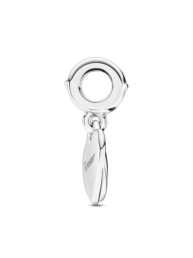 Sterling Silver Pink Split Heart Dangle Charm