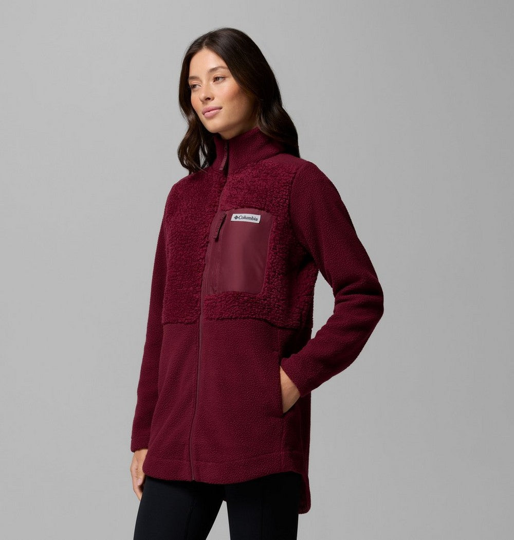 Women's Long Sherpa Full-Zip Fleece Jacket