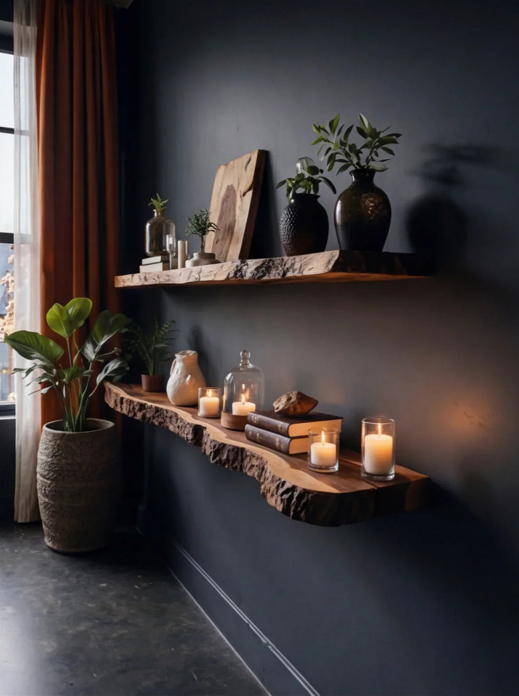 Rustic Live Edge Floating Shelf