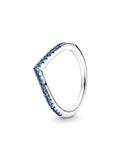 Sterling Silver Blue Wishbone Ring