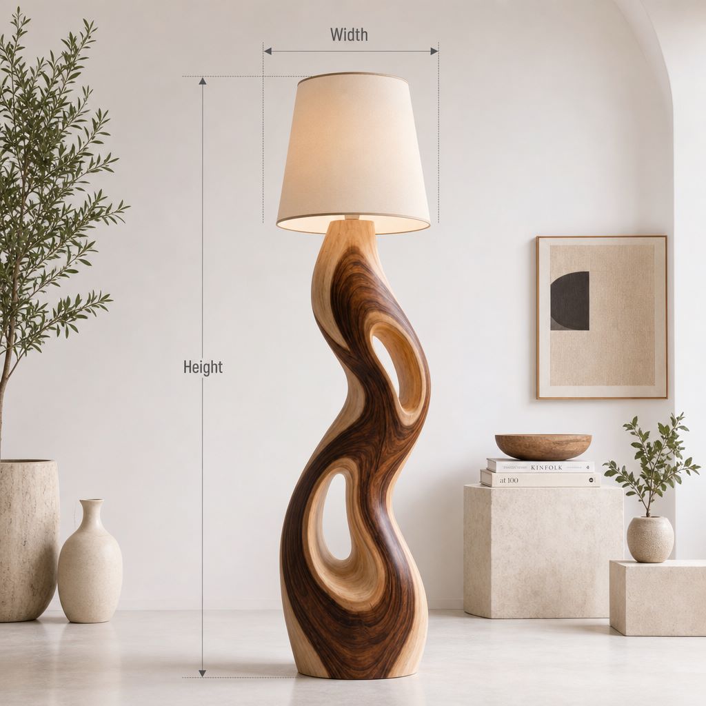 S-Curve Wooden Floor Lamp