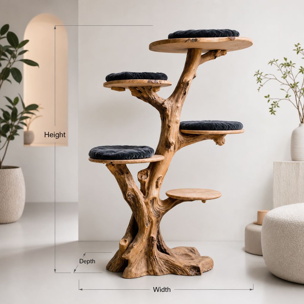 Handcrafted Large Wooden Cat Tree