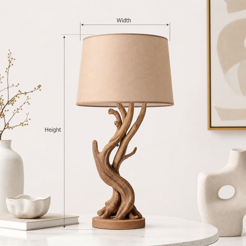 Handmade Pine Wood Tree Floor Lamp