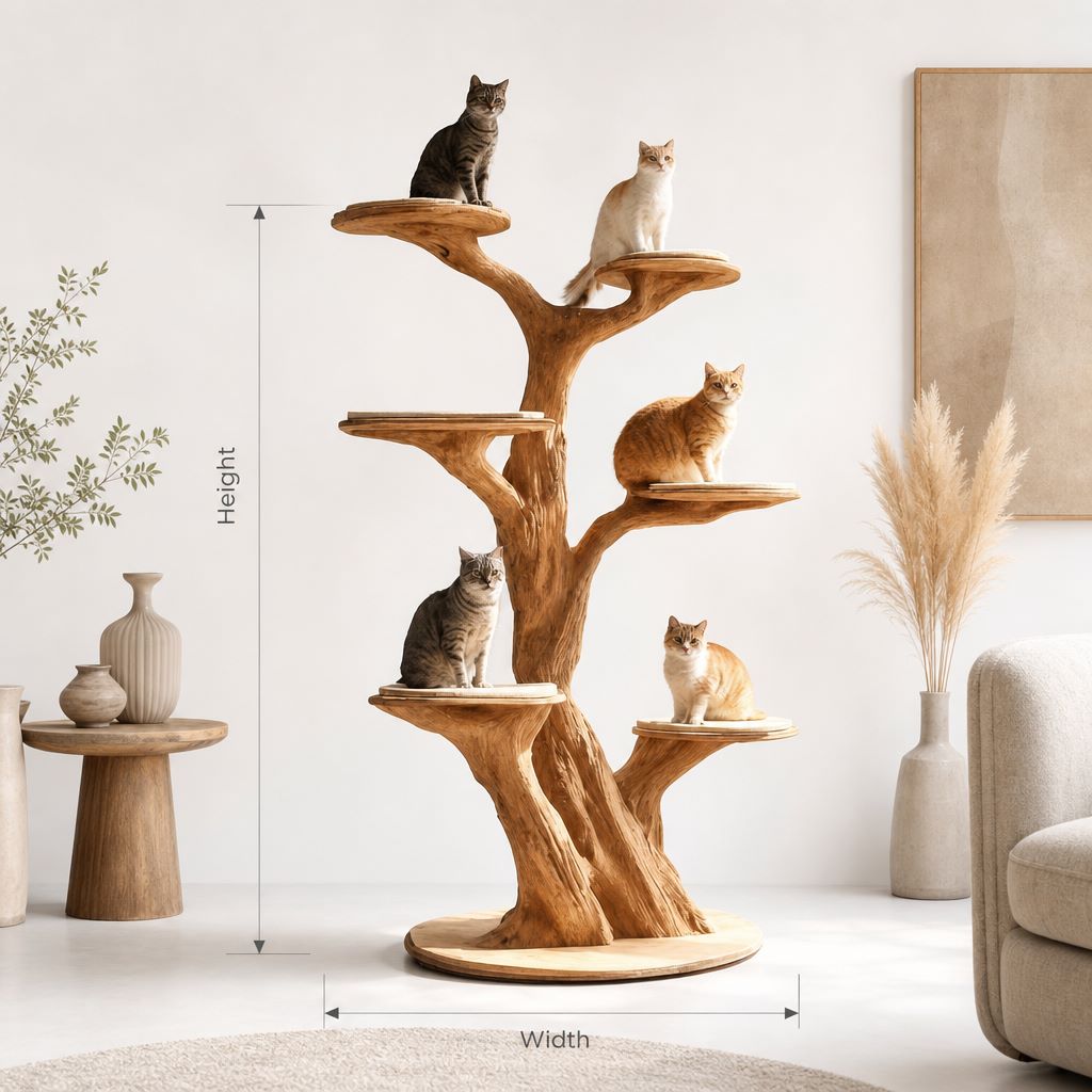 Artisanal Real Wood Cat Tree