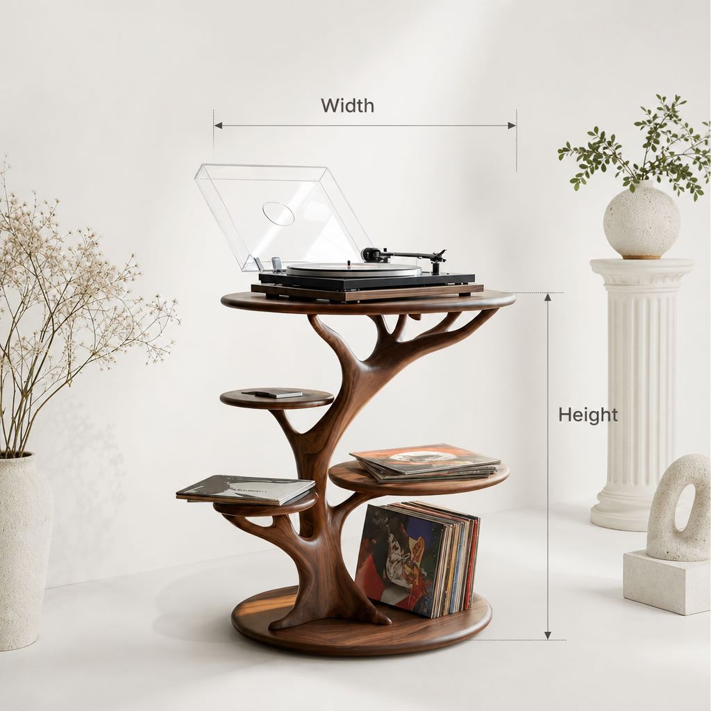 Handcrafted Wooden Record Player Stand
