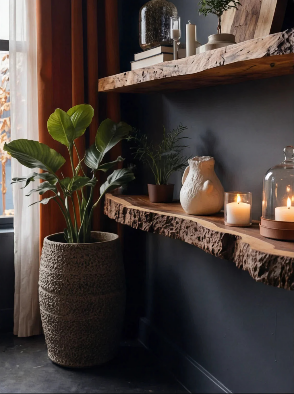 Rustic Live Edge Floating Shelf