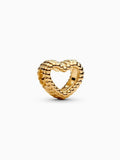 Gold-Plated Beaded Open Heart Charm