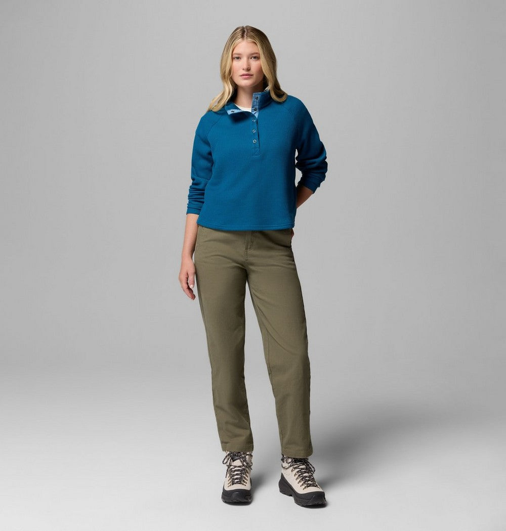 Women's Waffle Knit Half-Snap Shirt - Pink