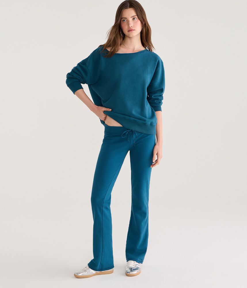 Women's Oversized Off-Shoulder Sweatshirt - Teal