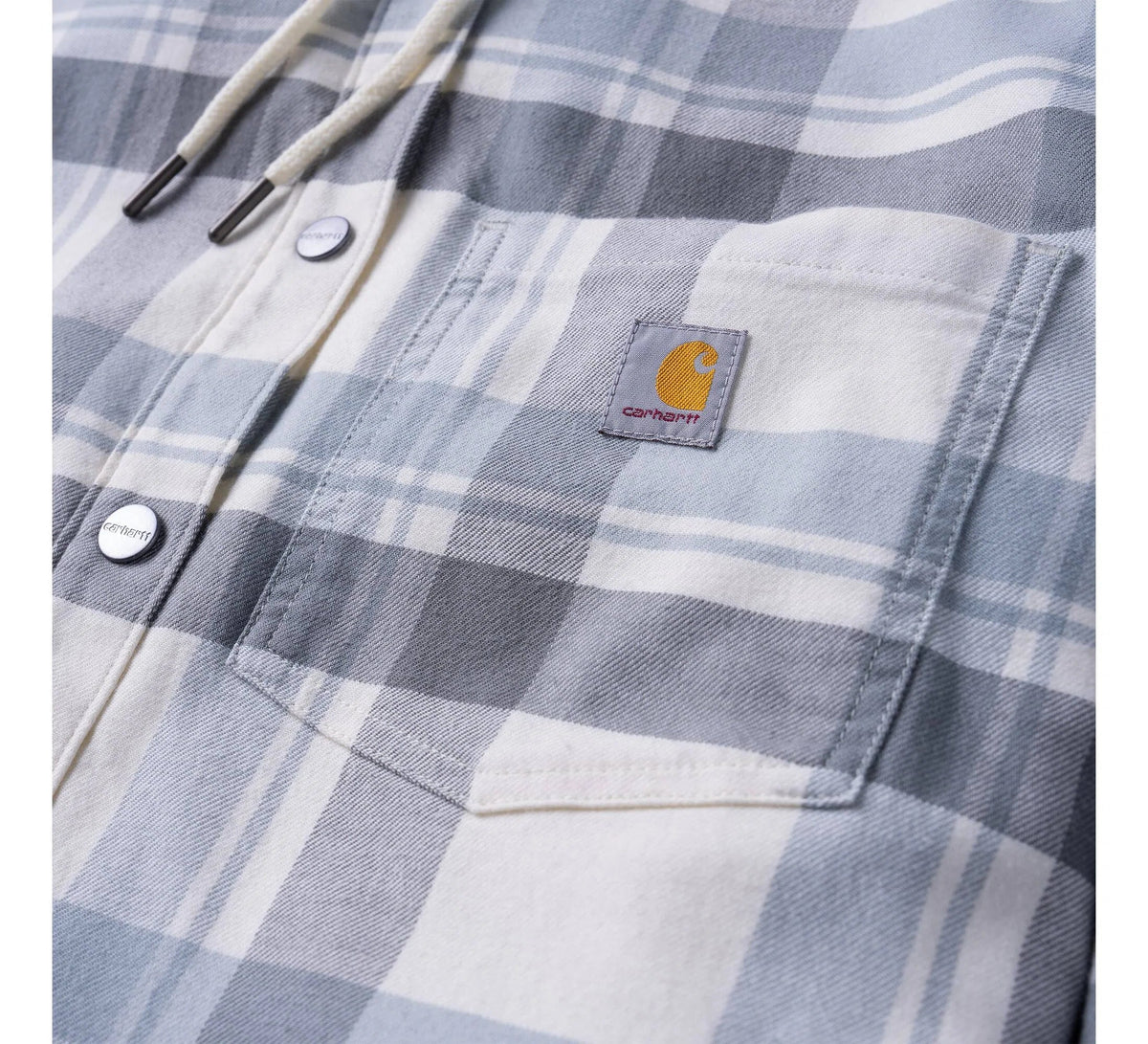 Women's Hooded Plaid Shirt Jacket - Blue