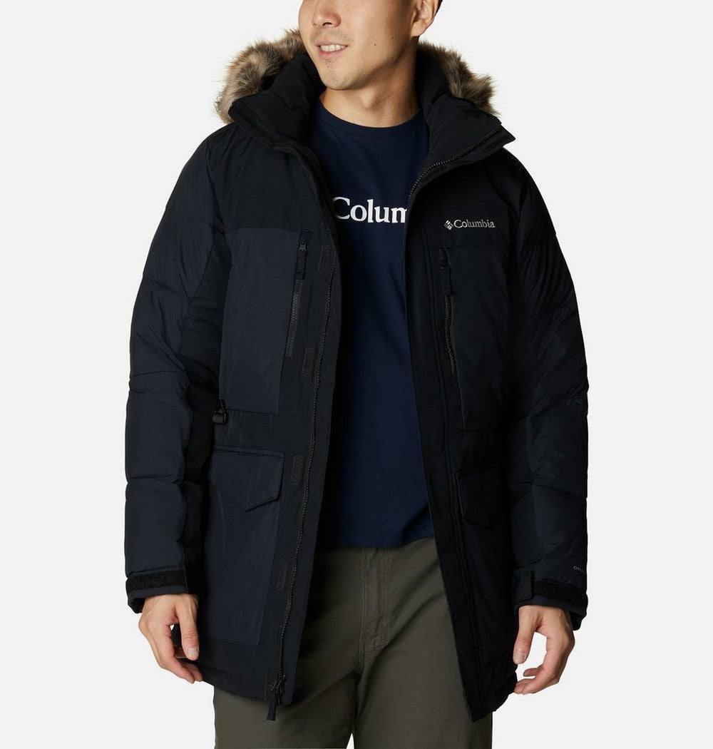 Men's Hooded Insulated Parka - Brown Black