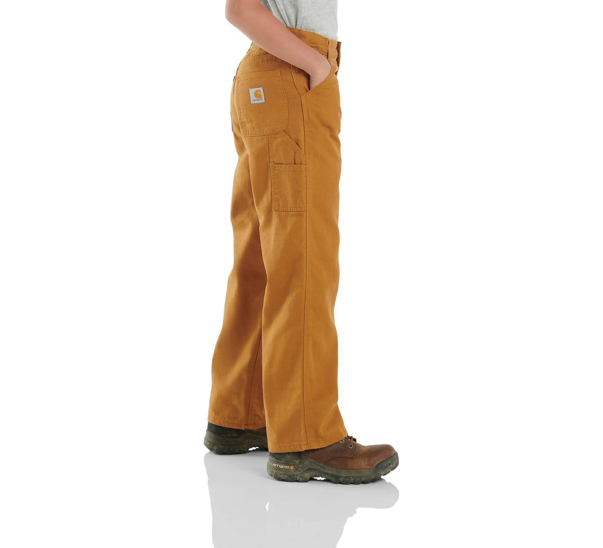 Boys' Flannel-Lined Canvas Work Pants - Brown