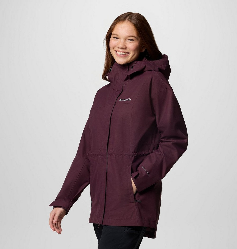 Women's Long Waterproof Rain Jacket - Mauve