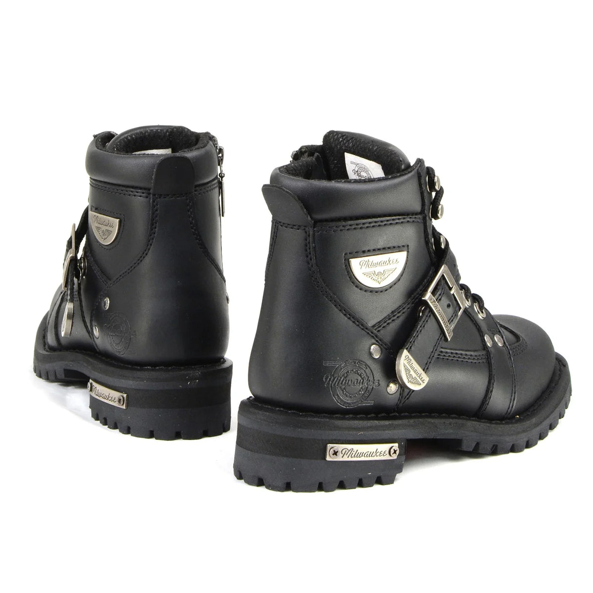 Women's Lace-Up Motorcycle Boots - Black