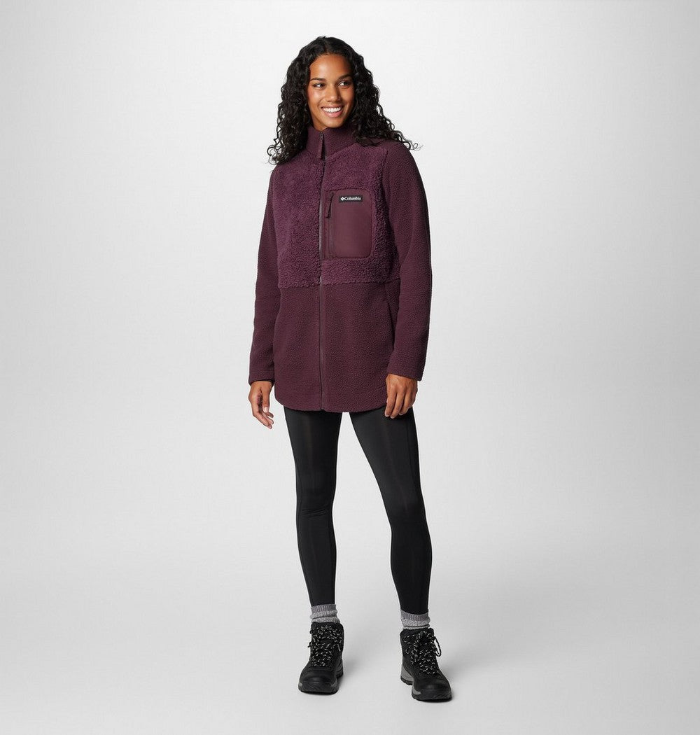 Women's Long Sherpa Full-Zip Fleece Jacket