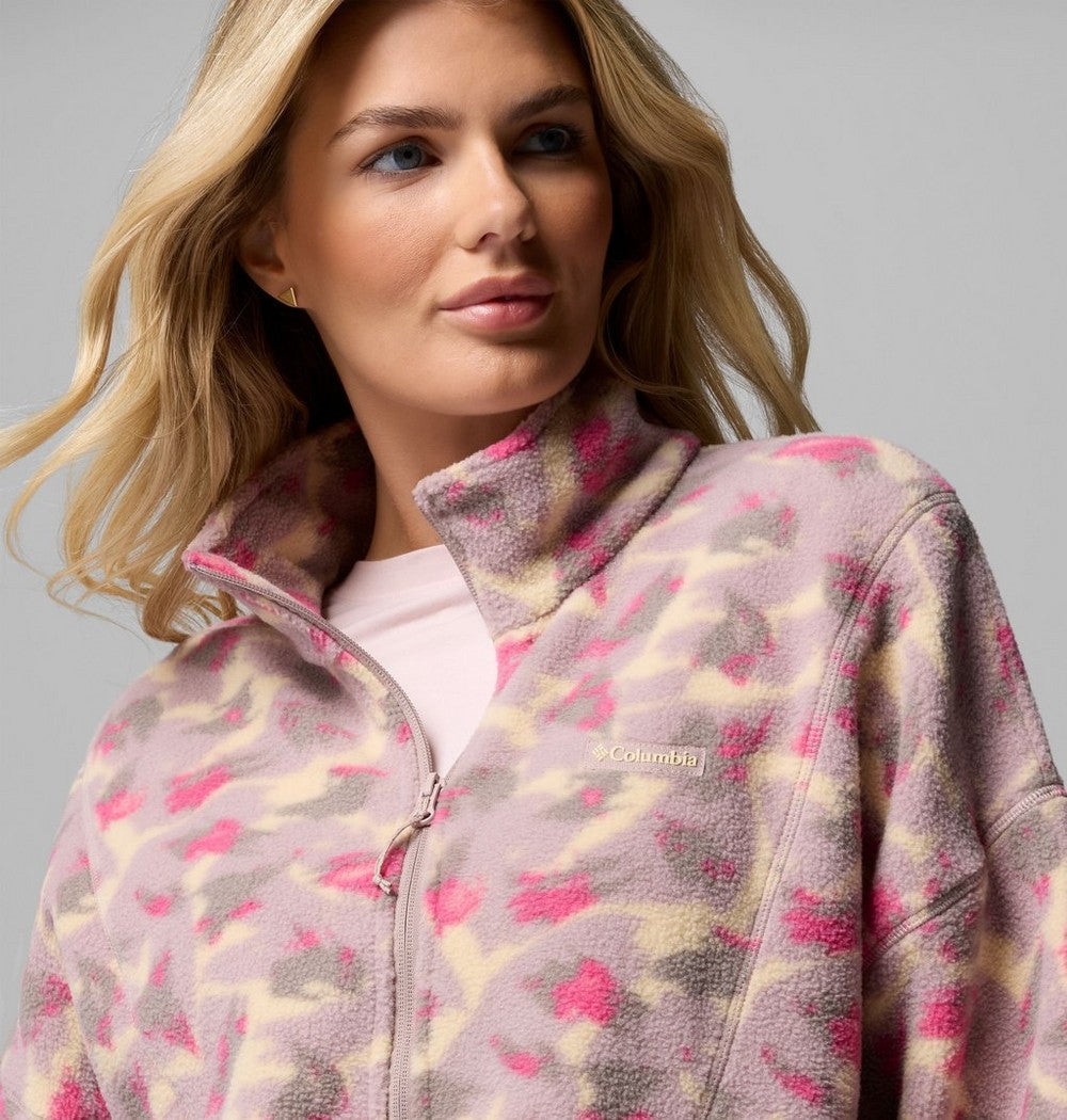 Women's Printed Fleece Half-Zip Pullover - Mauve