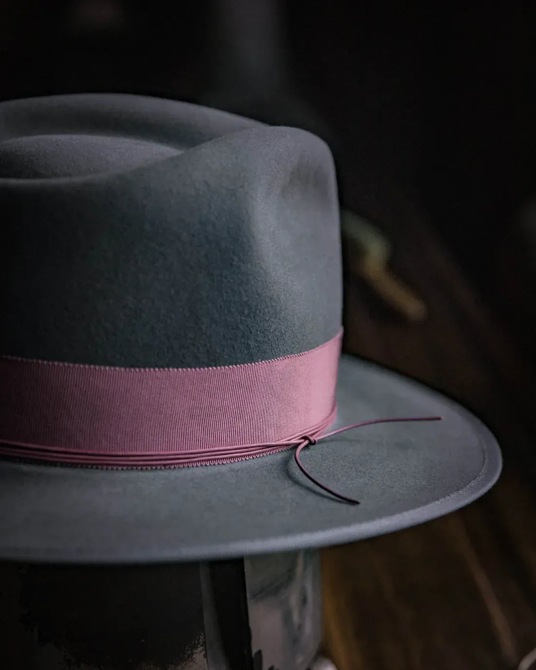 Bespoke Handmade Fedora - Special Hat Band-Grey-Pink