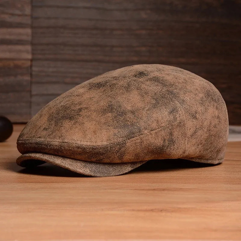 Premium Vintage Casual Leather Berets - Coffee