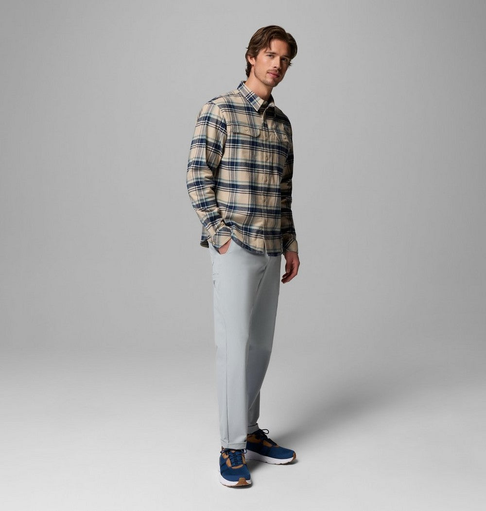 Men's Stretch Cotton Fishing Flannel Shirt - Blue