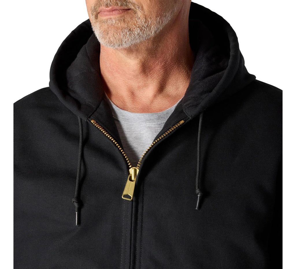Men's Insulated Hooded Cotton Work Jacket - Black