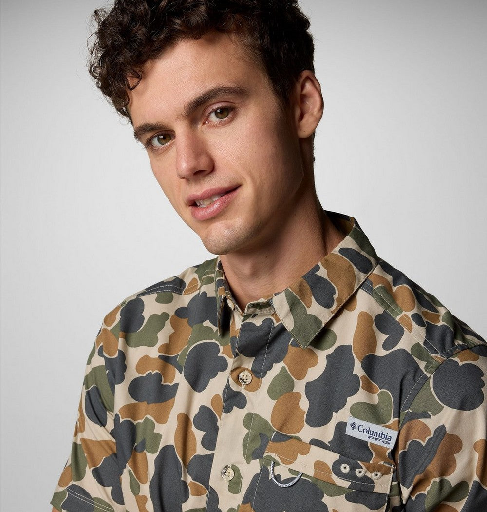 Men's Short-Sleeve Cotton Camp Shirt - Gray