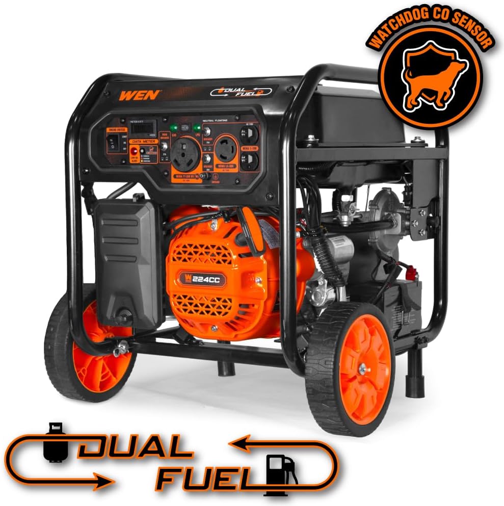 WEN 5600-Watt Dual Fuel Portable Generator With Wheel Kit And Electric Start - DF5600X