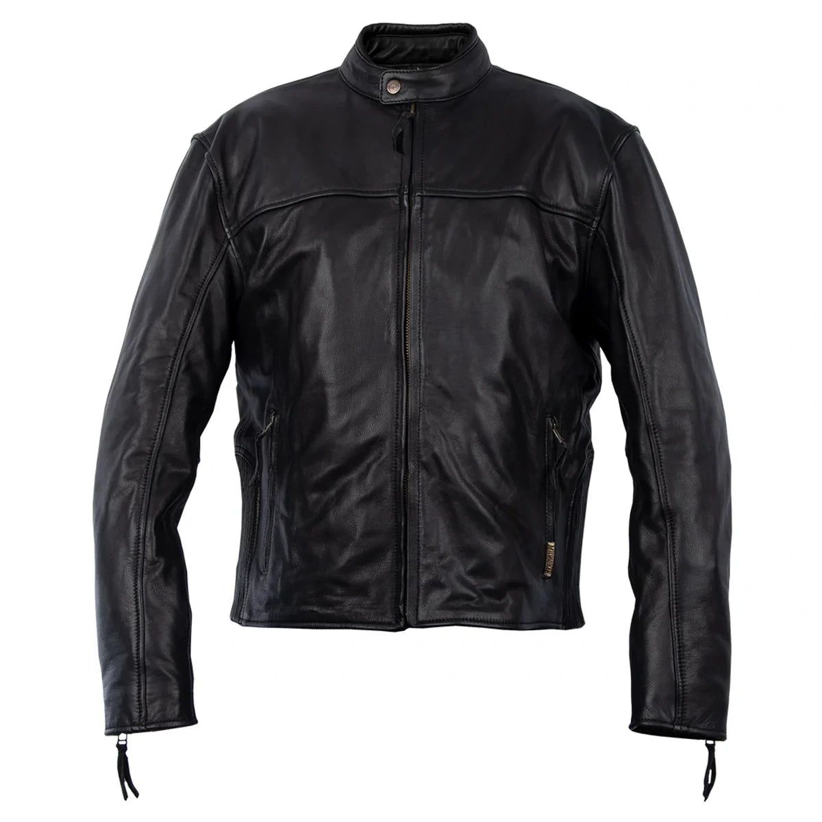Men's Buffalo Leather Thermal Motorcycle Jacket - Black