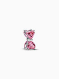 Pink Stone Bow Charm - Silver