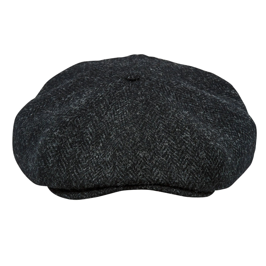 Birmingham Genuine Scottish Herringbone Tweed 8 Panels Man Cap Wool Large Crown Beige