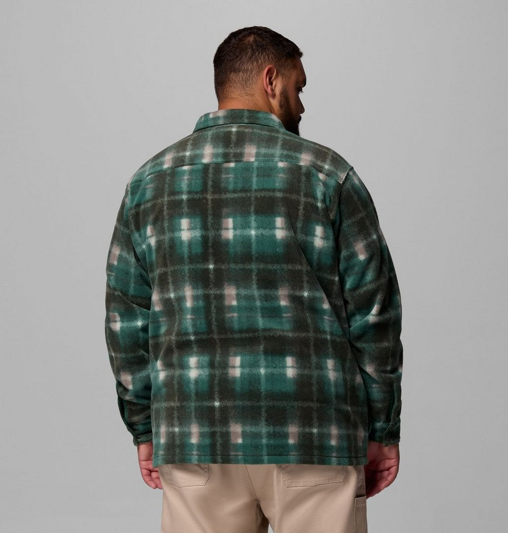Men's Big Printed Fleece Shirt Jacket - Cream