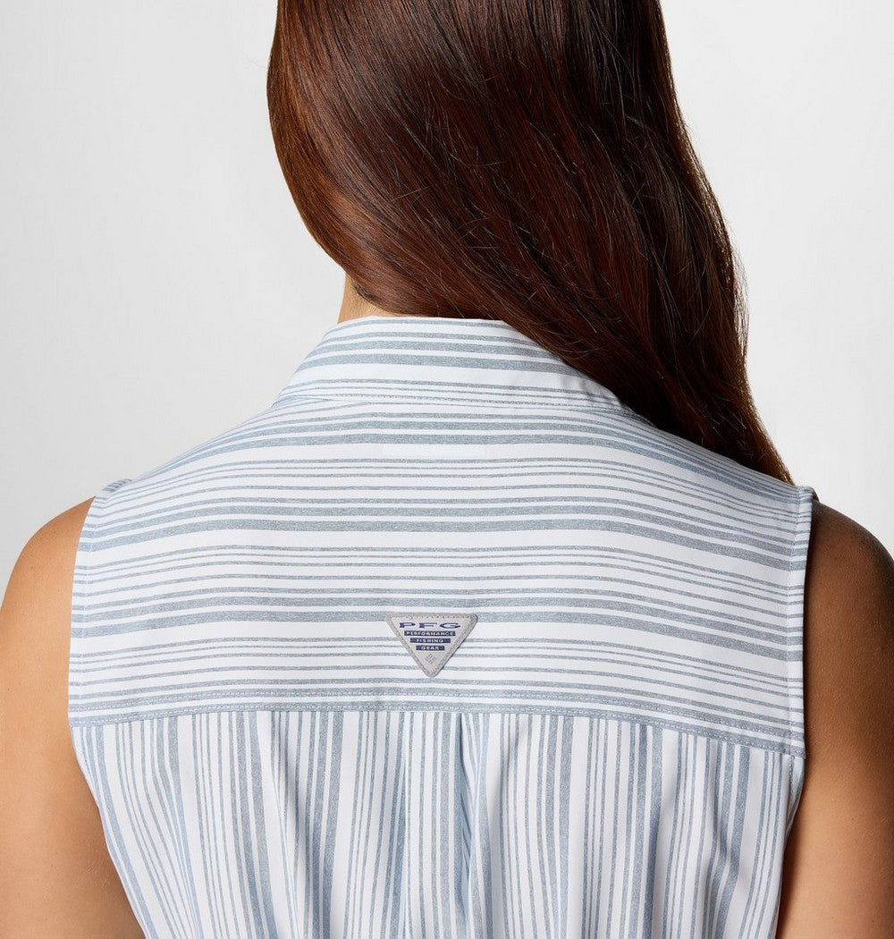 Women's UPF 50 Woven Fishing Dress - Gray Stripe