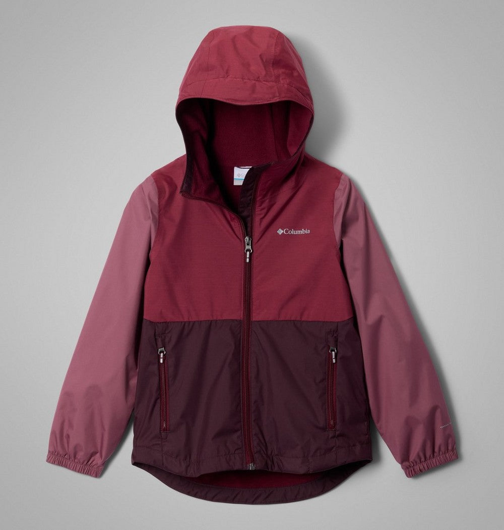 Girls' Fleece-Lined Rain Jacket - Wine