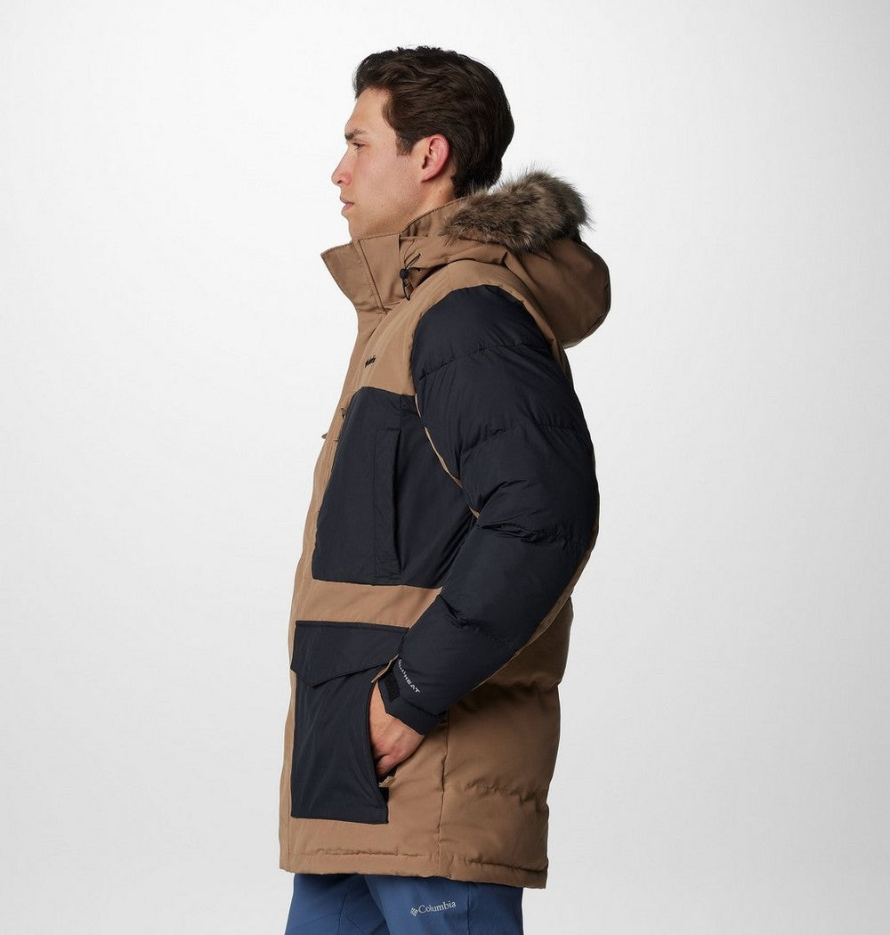 Men's Hooded Insulated Parka - Brown Black