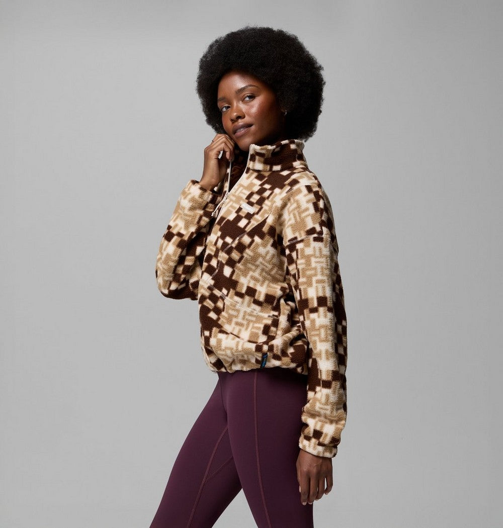 Women's Printed Fleece Half-Zip Pullover - Mauve