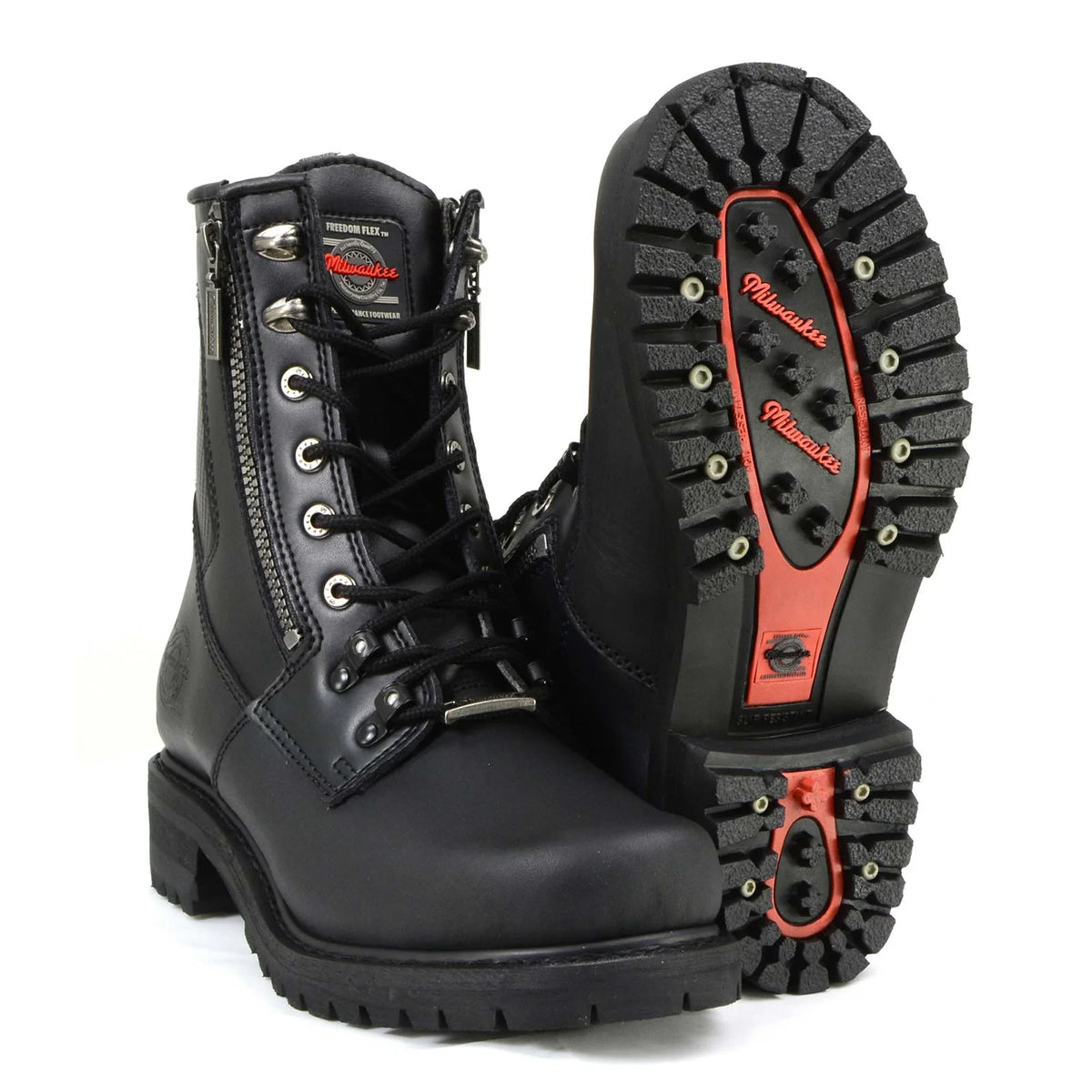 Men's Lace-Up Motorcycle Boots - Black