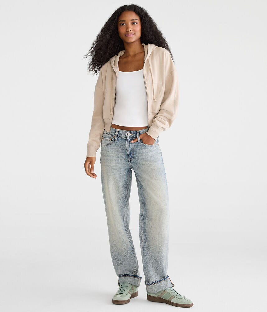 Low-Rise Baggy Straight-Leg Jeans - Medium Wash