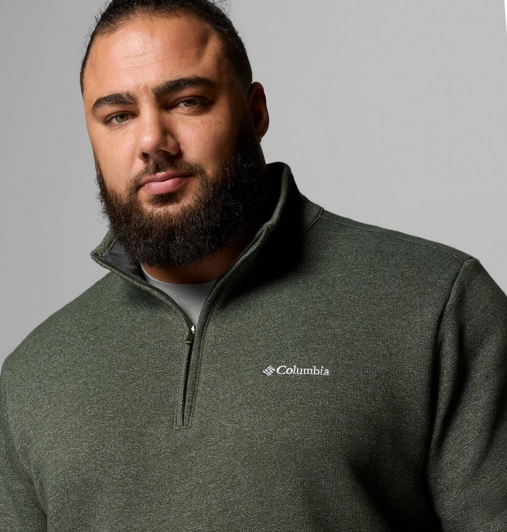 Men's Big Cotton-Blend Half-Zip Pullover - Black