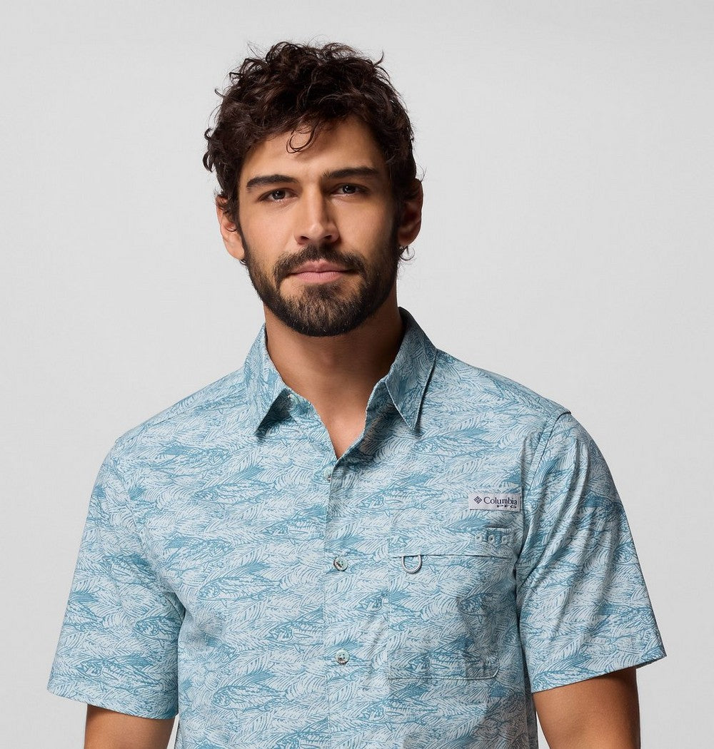 Men's Short-Sleeve Cotton Camp Shirt - Gray