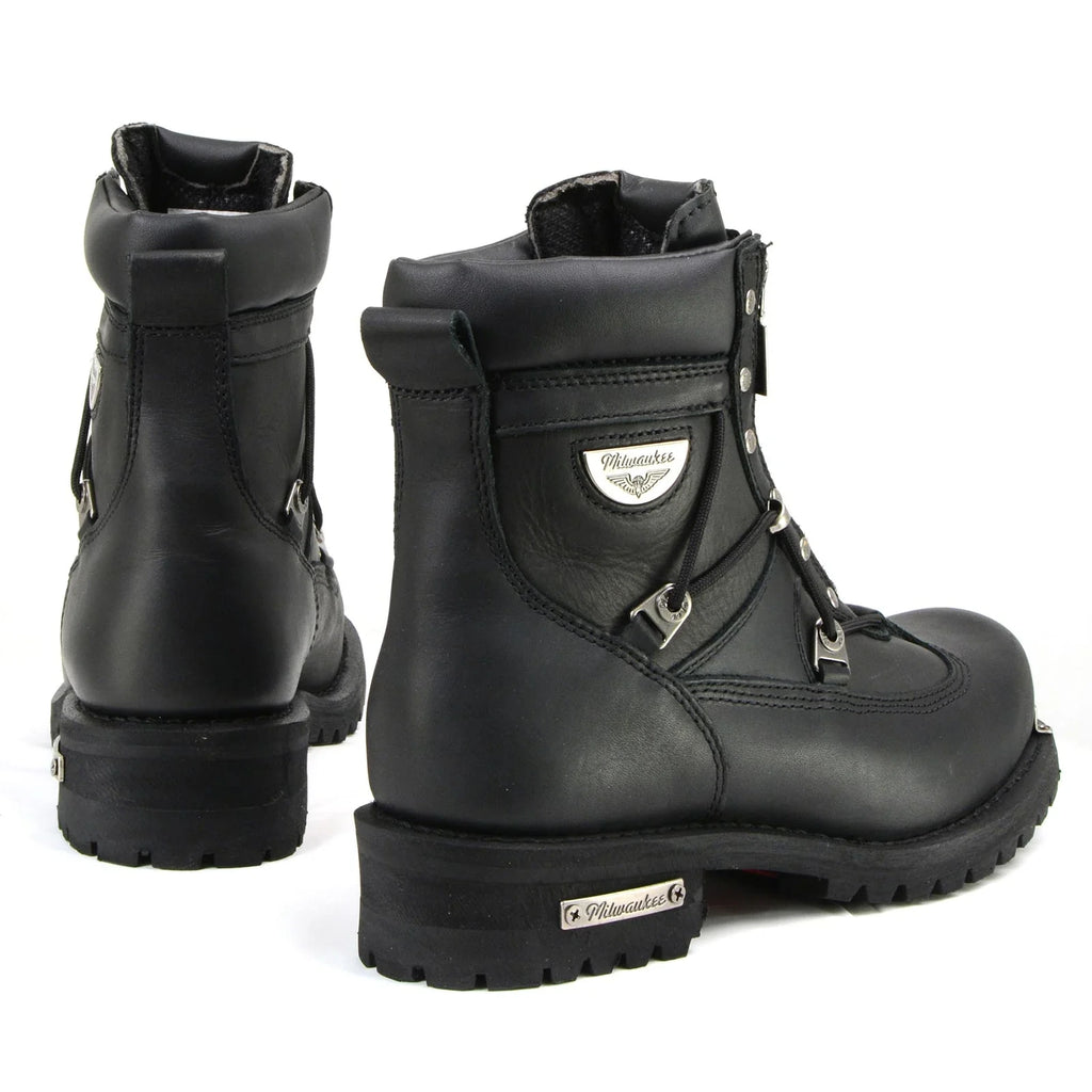 Men's Extra-Wide Zip Motorcycle Boots - Black