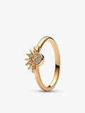 Gold-Plated Clear Stone Sun Ring