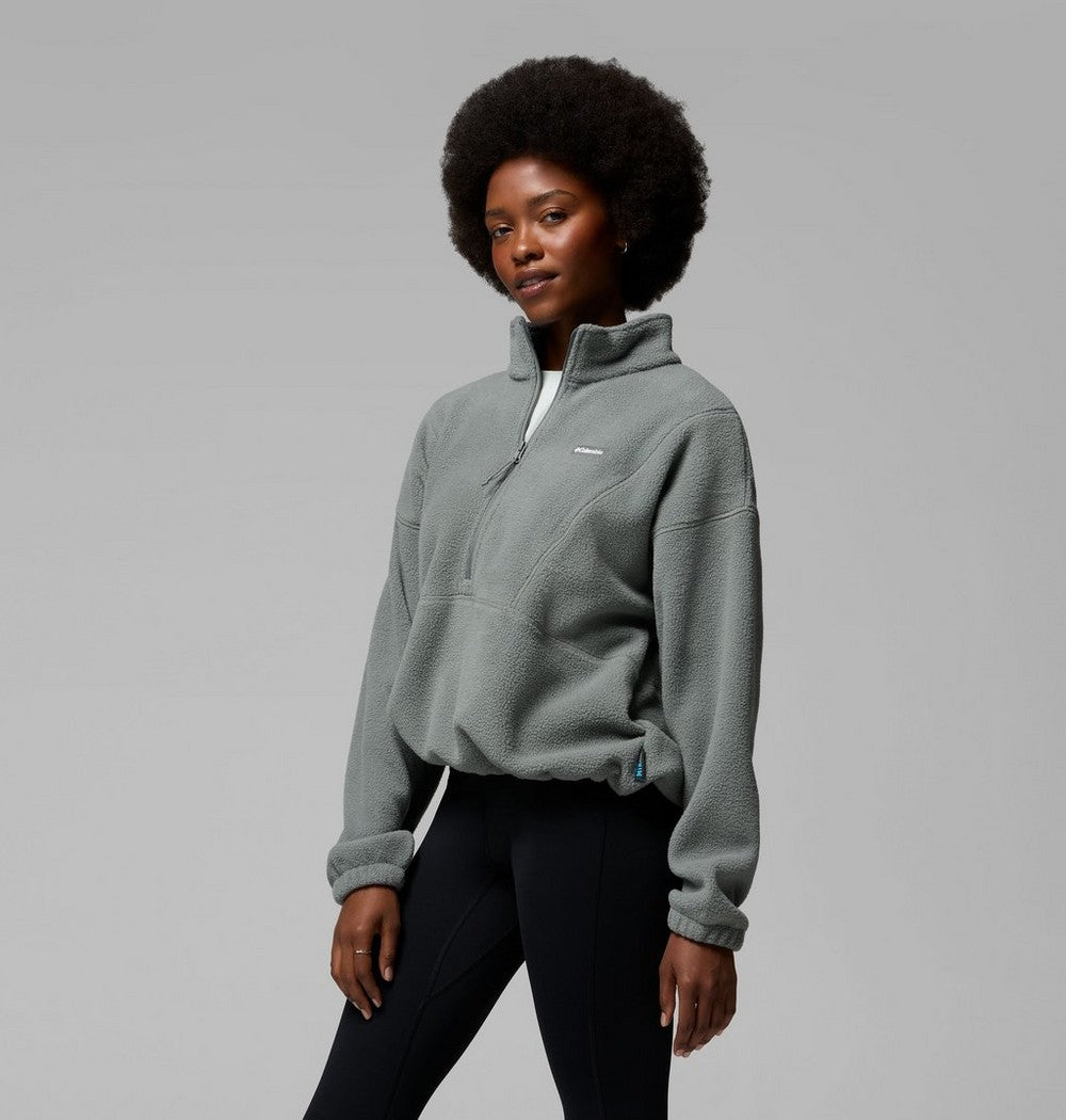 Women's Fleece Half-Zip Pullover - Blue Grey