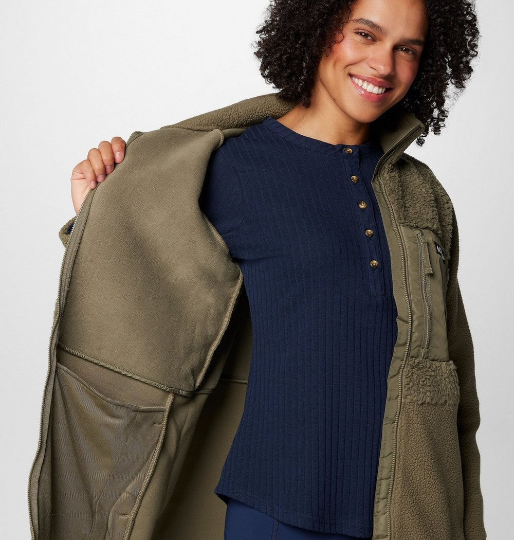 Women's Long Sherpa Full-Zip Fleece Jacket