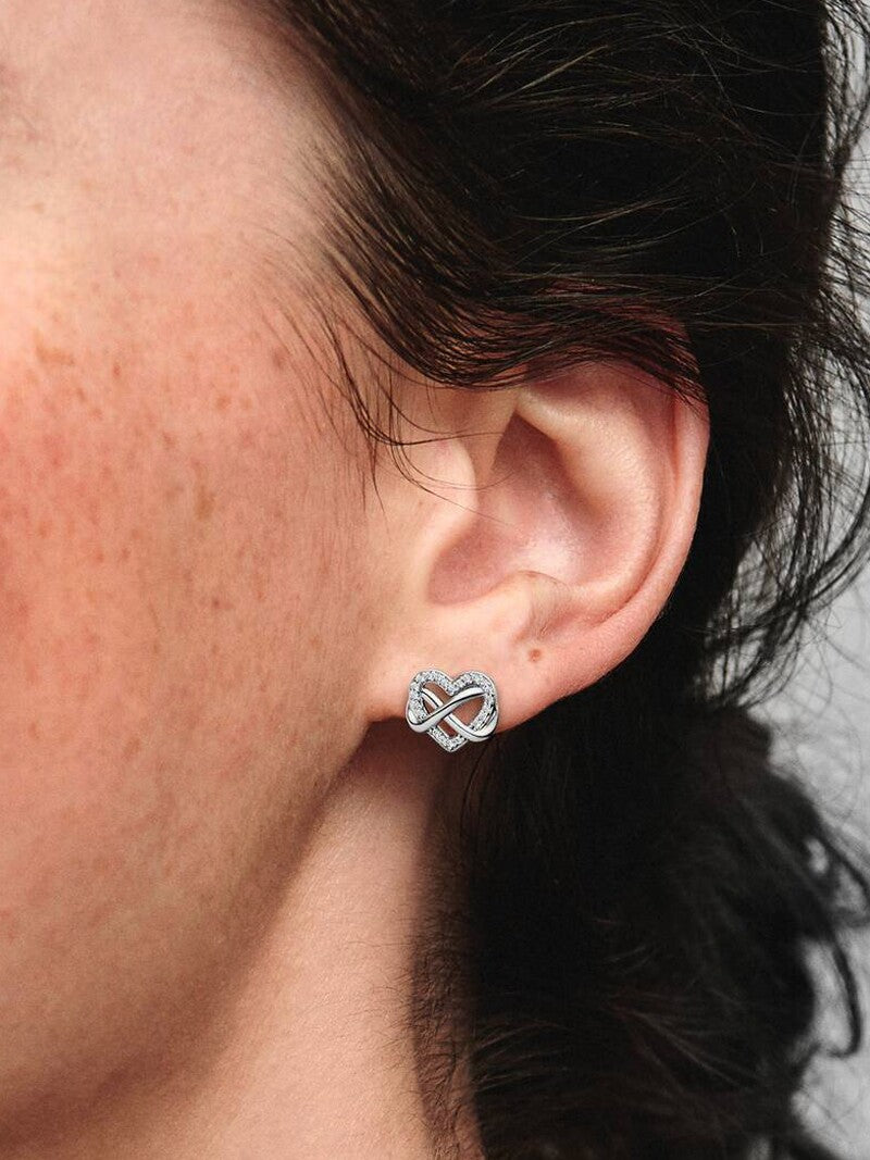 Sterling Silver Infinity Heart Stud Earrings