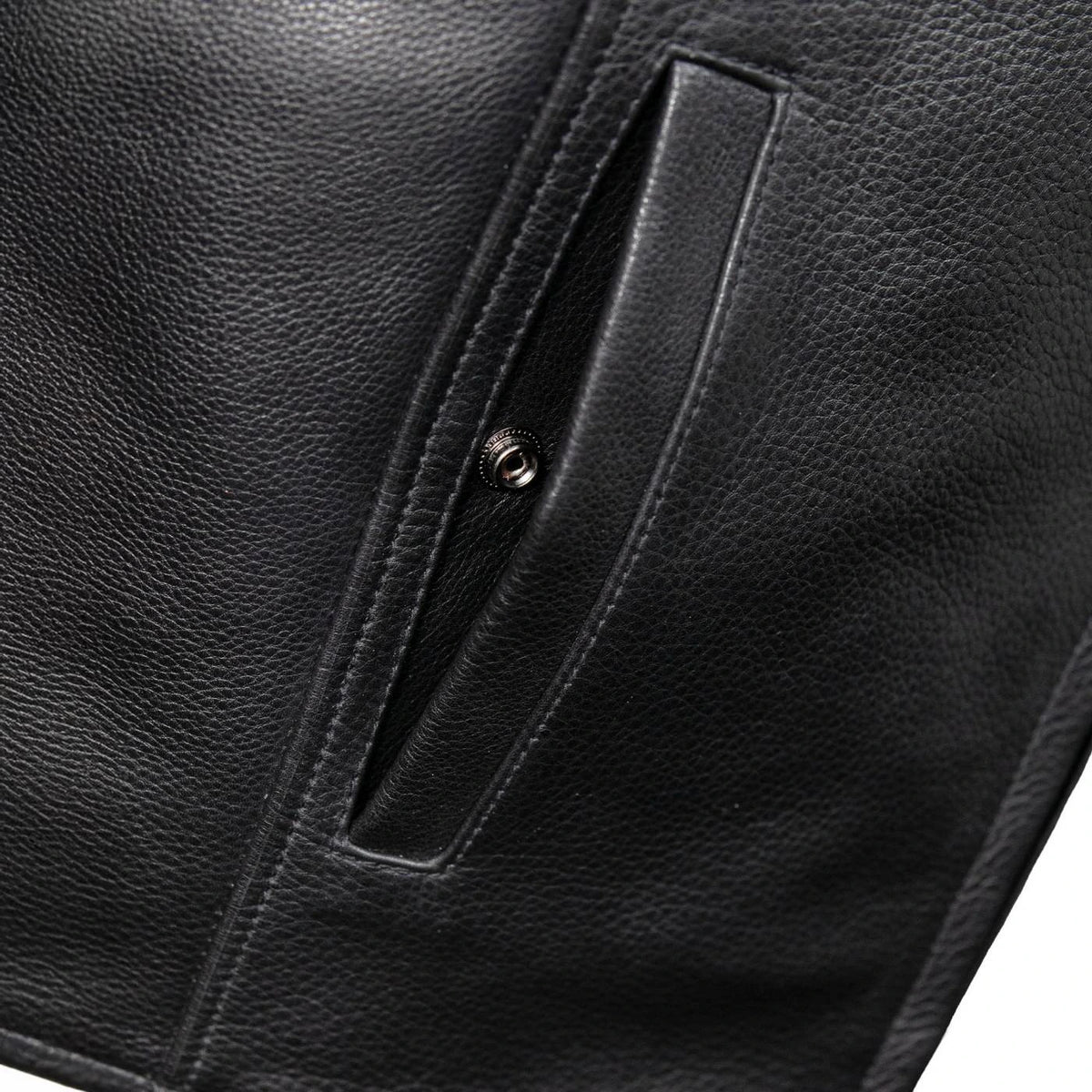 Men's Naked Cowhide Motorcycle Vest - Black