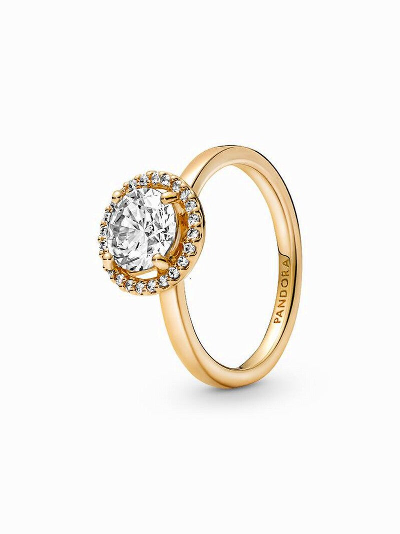 Gold-Plated Round Halo Ring