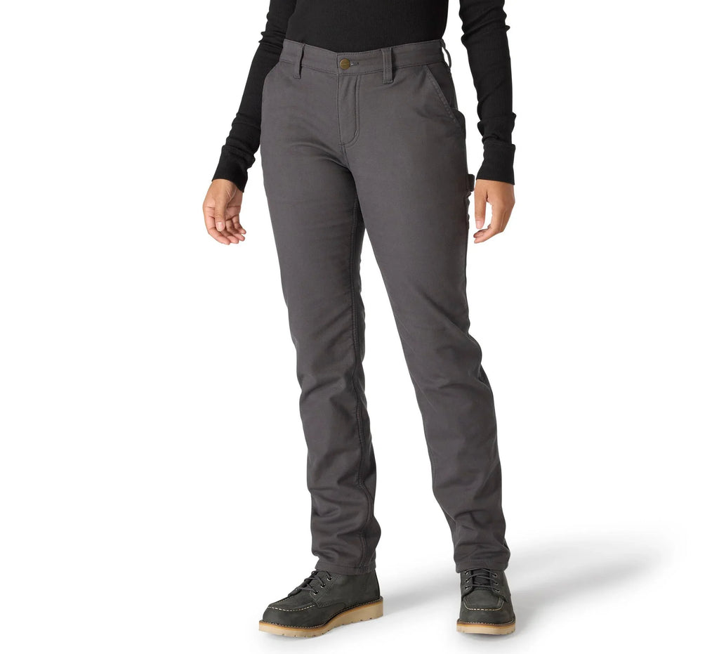 Women's Fleece-Lined Stretch Canvas Work Pants - Shadow