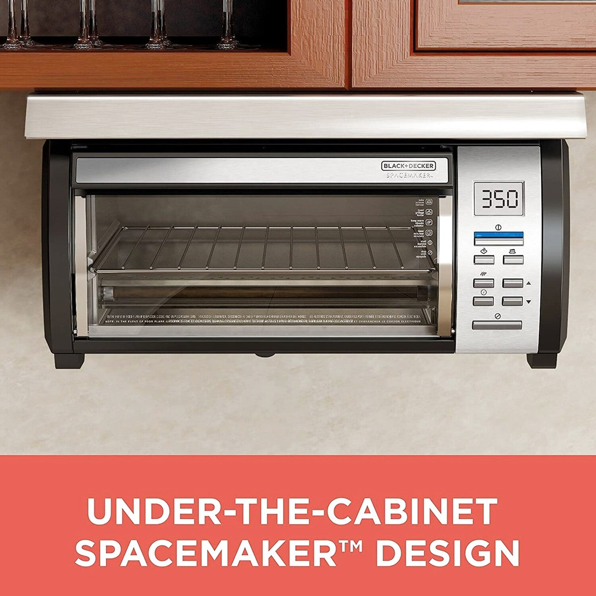 BLACK+DECKER SpaceMaker Under-Counter Toaster Oven, Black/Stainless Steel - TROS1000D