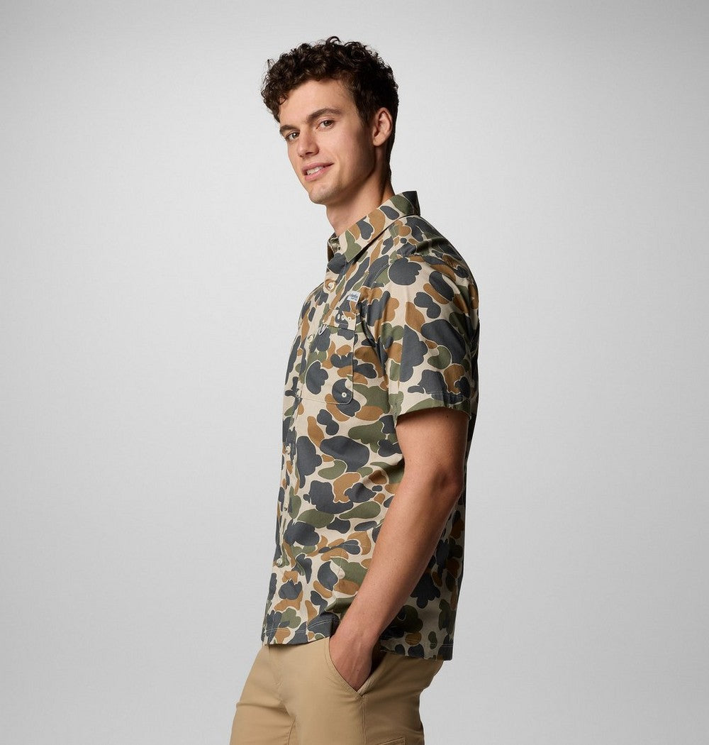 Men's Short-Sleeve Cotton Camp Shirt - Gray