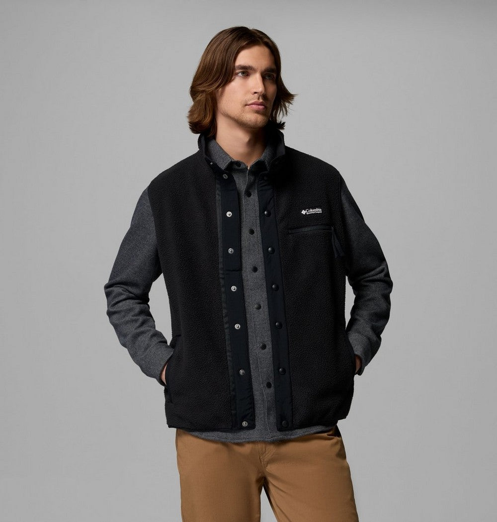 Men's Sherpa Fleece Snap Vest - Black