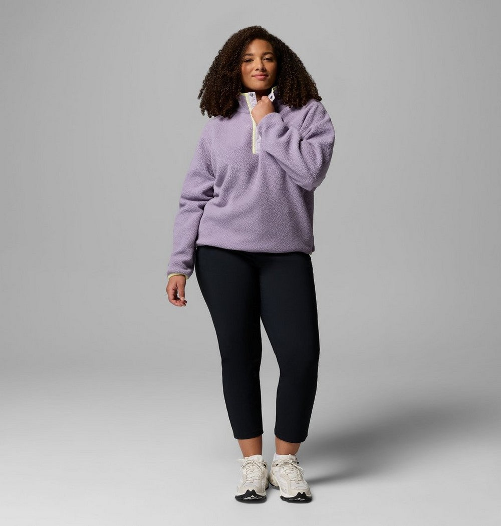 Women's Plus Cropped Sherpa Half-Snap Pullover - Tan